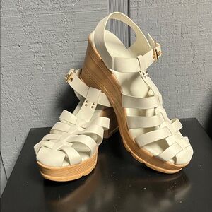 Elegant Cream Wedge Sandals